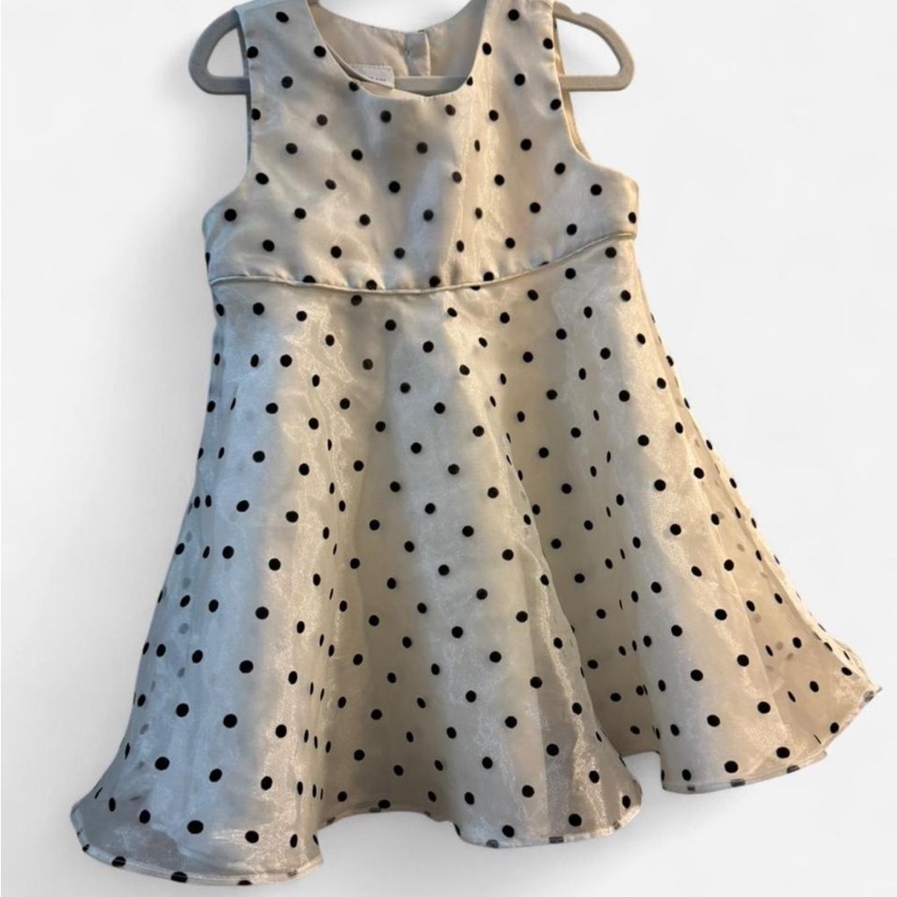 Bonnie Jean 2t baby vintage polka dot cream and black sleeveless dress